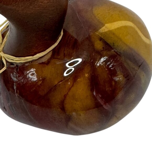 Carved Jasper Stone Duck Figurine Artisan Made Alain Larochelle Quebec Wood Beak - Picture 3 of 9